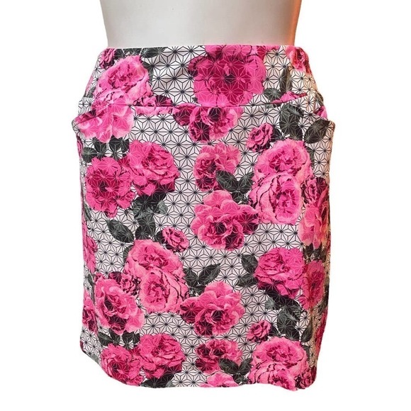 Tail Pants - Tail Floral Geo Skort In White Pink & Black Size L Fits 14, 16, XL, 1X